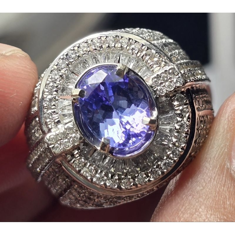 Natural Tanzanite Lope Clean Ring Silver Microsetting Plus Sertifikat CGL Lab