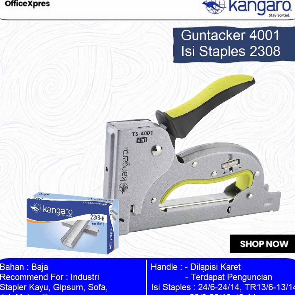 

PALING DIMINATI Stapler Tembak 4 in 1 Staples Tembak Multifungsi tacker TS 41 Kangaro Stapler Sofa Tacker