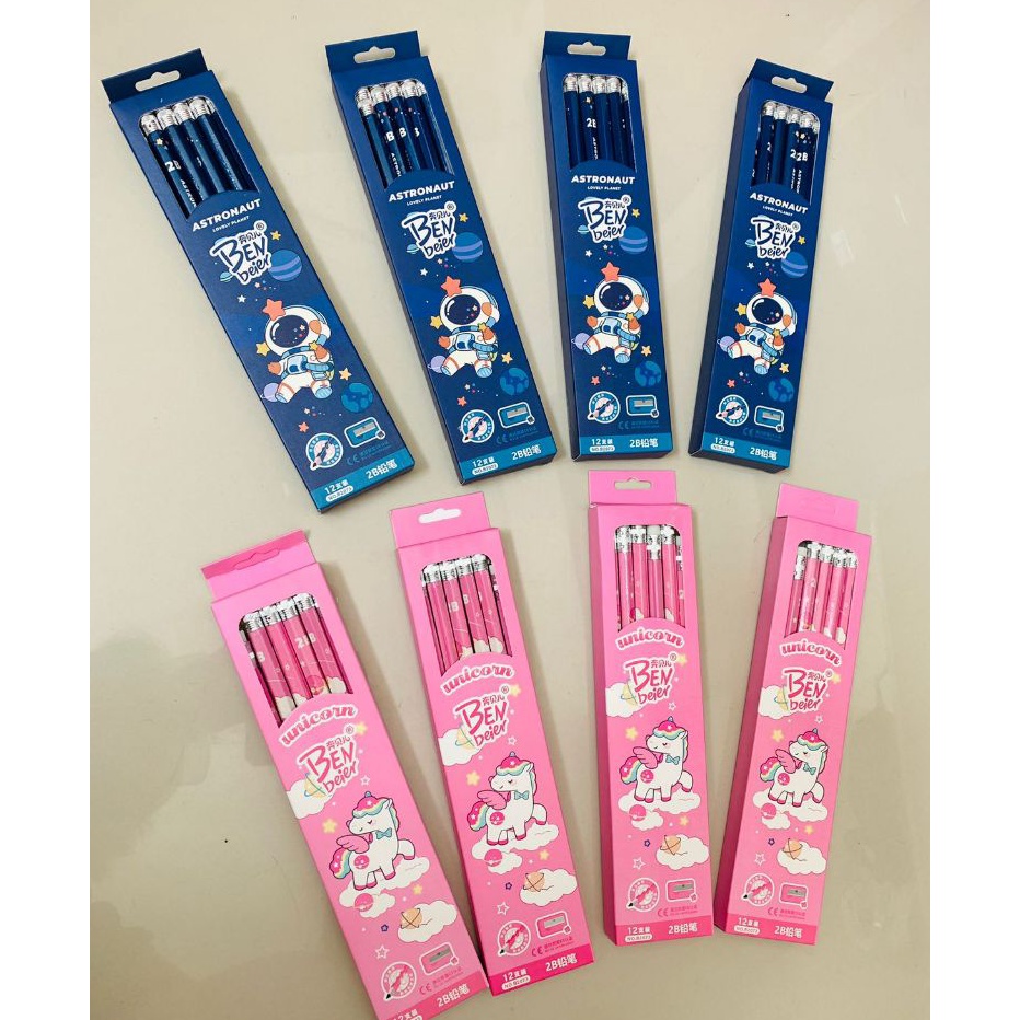 

READY STOK PENSIL MOTIF 2B isi 12 ASTRONOTBERUANGKUDA PONI PINK HIJAU BIRU UNGU STOBERI 1 LUSIN 12PCS