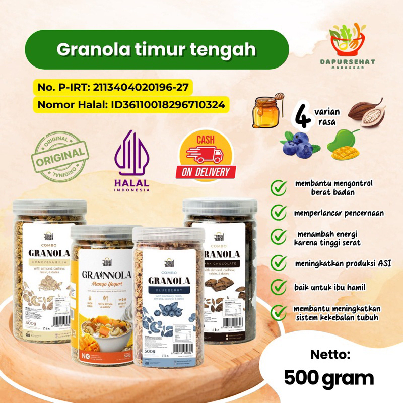 

Granola Timur Tengah 500 gr Sereal Sarapan Sehat Oatmeal With Almond and Mete