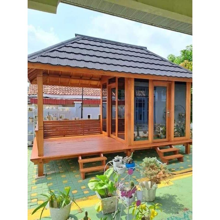 gazebo minimalis modern | gazebo kayu jati | saung gazebo