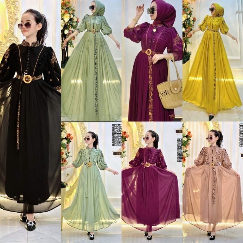 Gamis Ceruty Bordir Couple Ibu & Anak Ori SHR