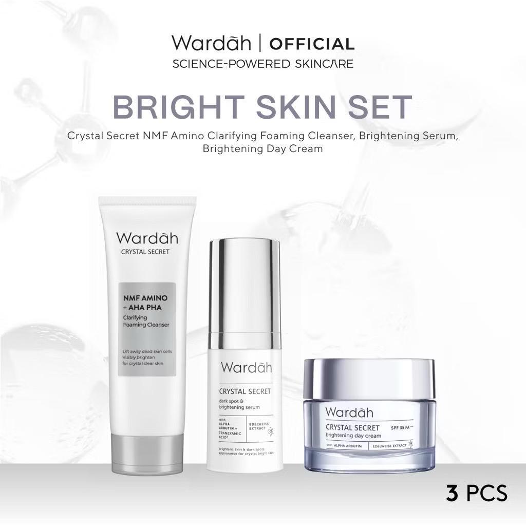 Wardah [3 pcs] Paket Skincare Solusi Masalah Kulit All Series - Face Wash Moisturizer Day Cream Seru