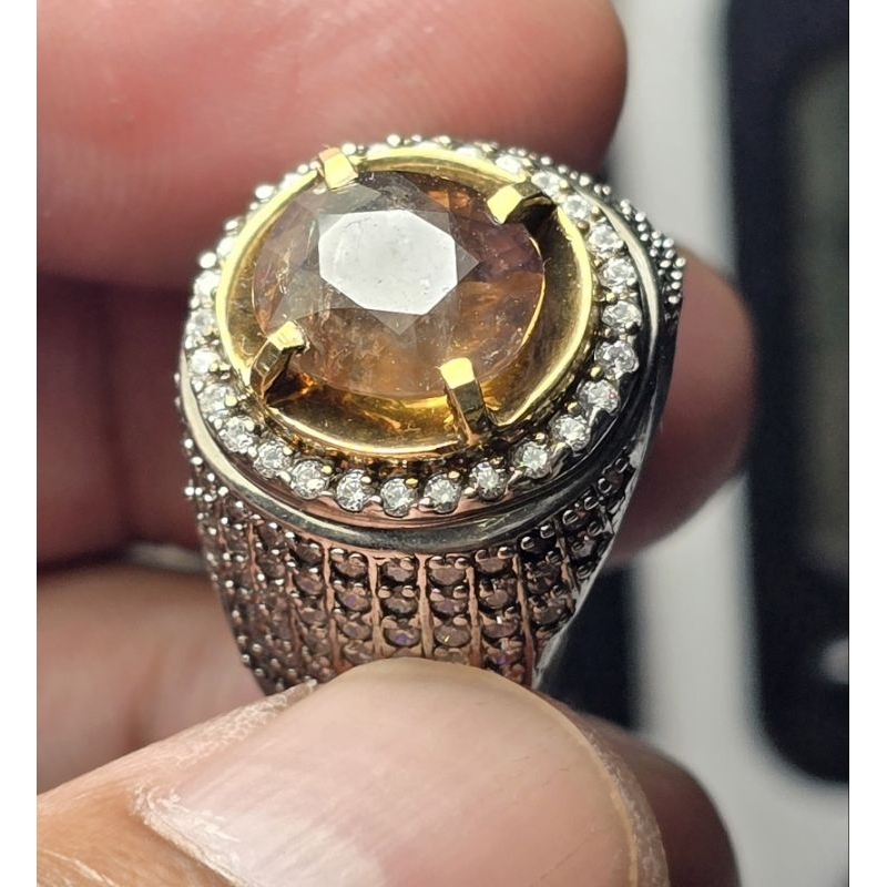 Natural Green Sapphire No Heat plus Memo GRI Lab Ring Perak Microsetting