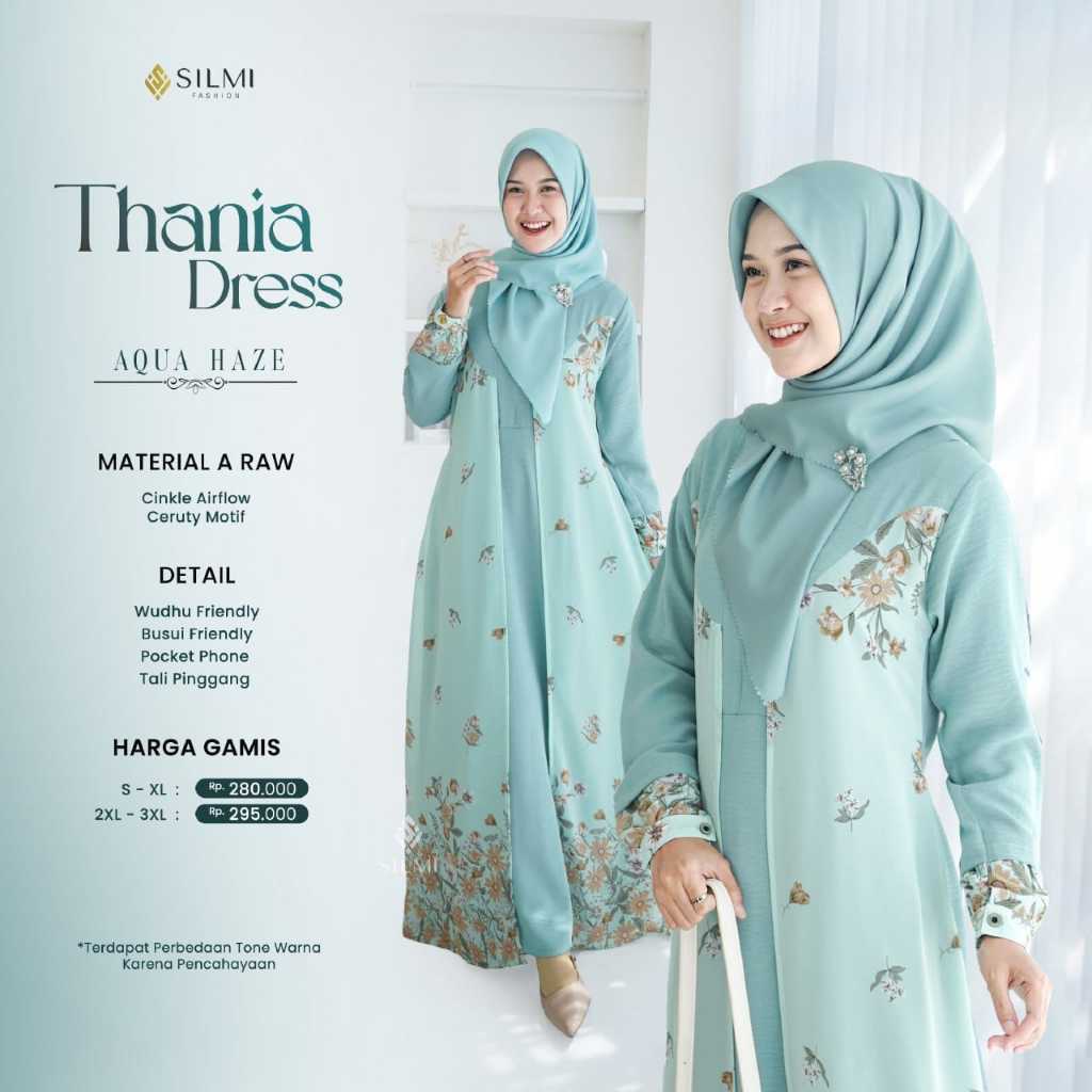 BAJU GAMIS TERBARU SILMI THANIA DRESS ORI/ GAMIS MOTIF BUNGA KOREAN STYLE BY SILMI ORI/ DRESS CANTIK