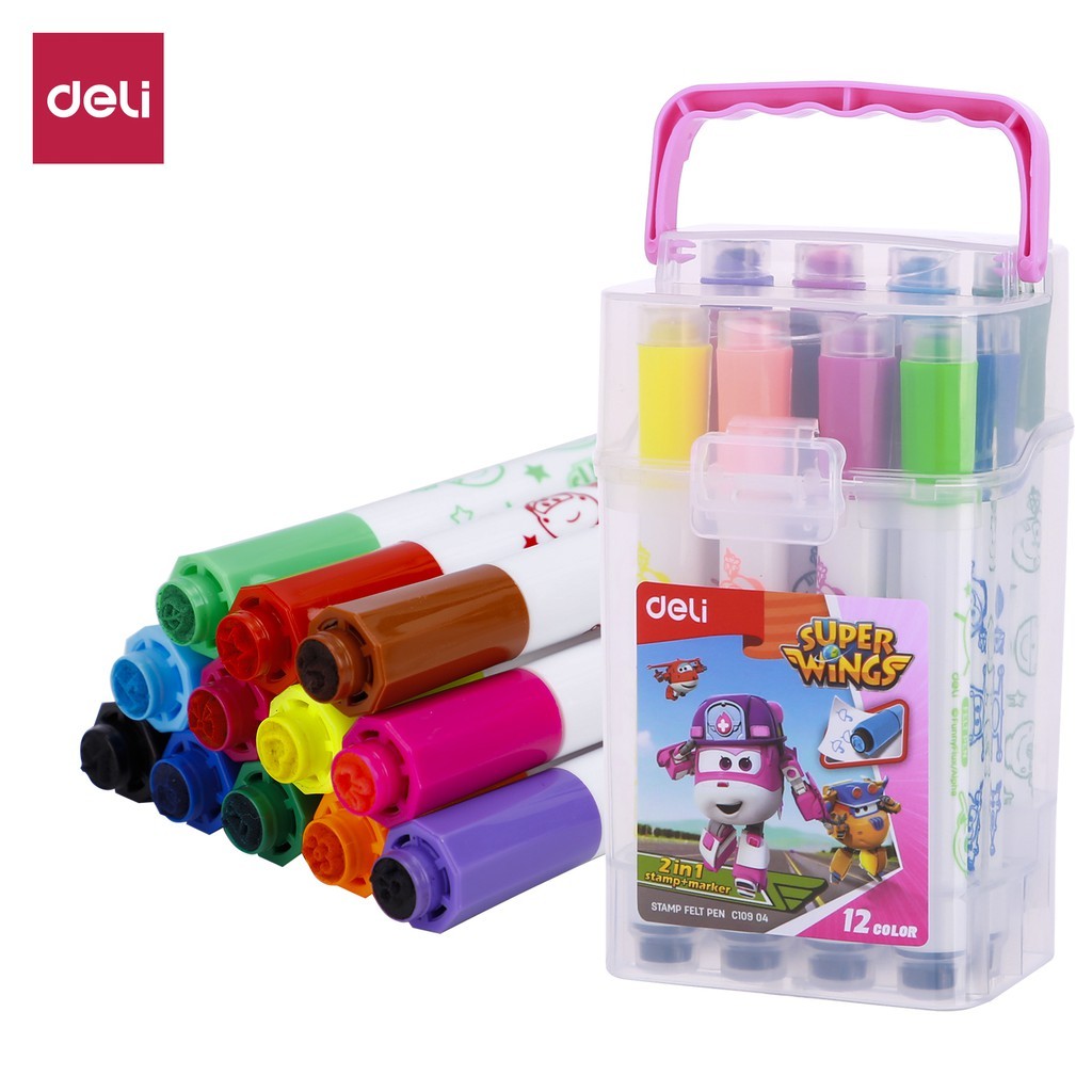 

DELI 2 IN 1 STAMP + MARKER SUPER WINGS 12 WARNA