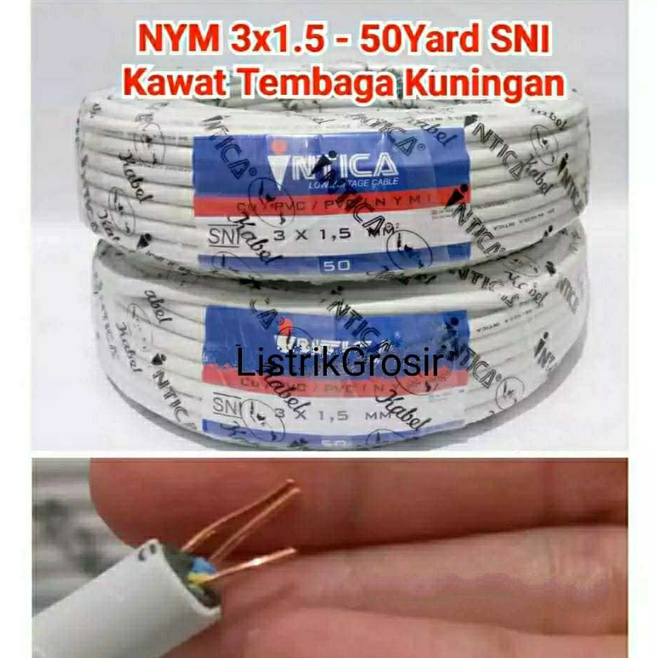 Kabel Listrik Kawat Engkel Tembaga INTICA Nym 3X1.5 3X1,5 50y Standart SNI PLN INTICA