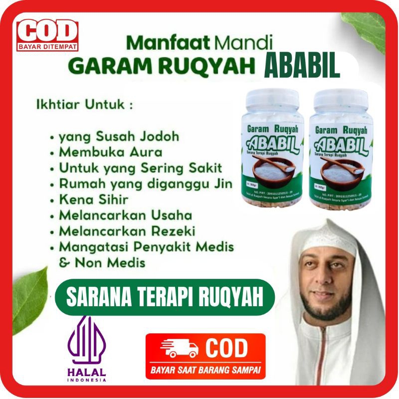 

[BISA COD] GARAM RUQYAH ABABIL 300 GR - GARAM RUKIYAH ABABIL SARANA TERAPI RUQYAH GANGGUAN SIHIR, JIN DAN MEMBUKA AURA NEGATIF