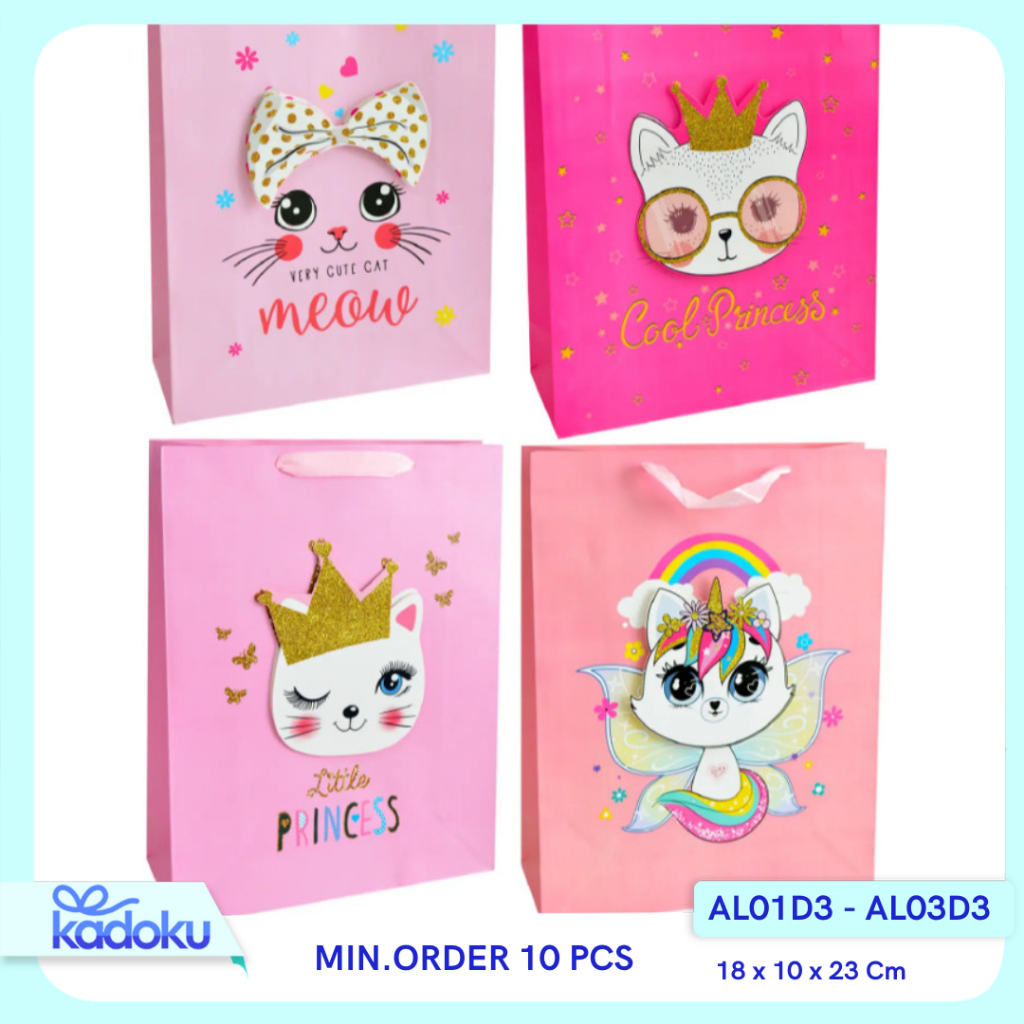 

Paper Bag Ulang Tahun Anak / Paper Bag Ultah Anak Karakter Kucing Lucu / Hampers bag / Gift Bag/ Paper bag Kado Hampers / Paperbag Motif cat | AL01D3