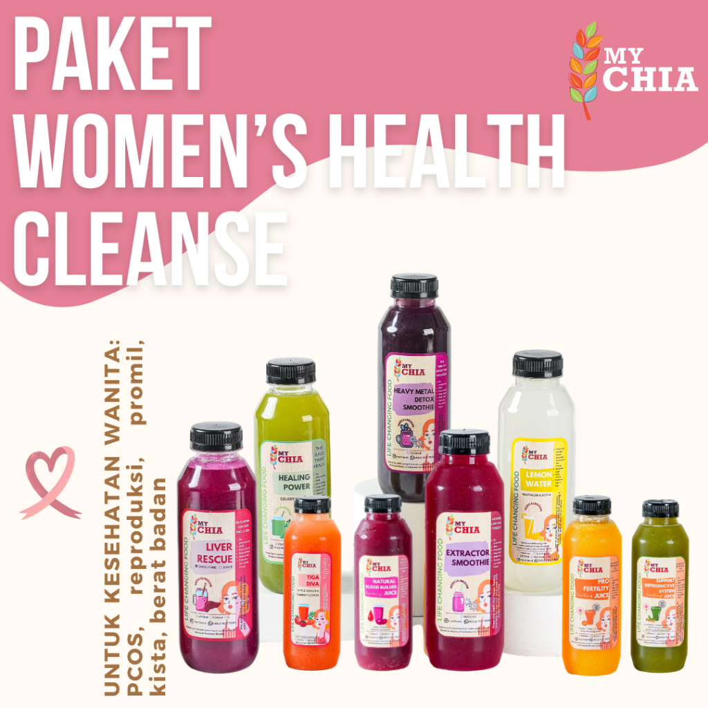 

Paket Women's Health Cleanse Detox untuk Kesehatan Wanita PCOS Mensturasi Promil Smoothie Juice Jus Cleanse to Heal