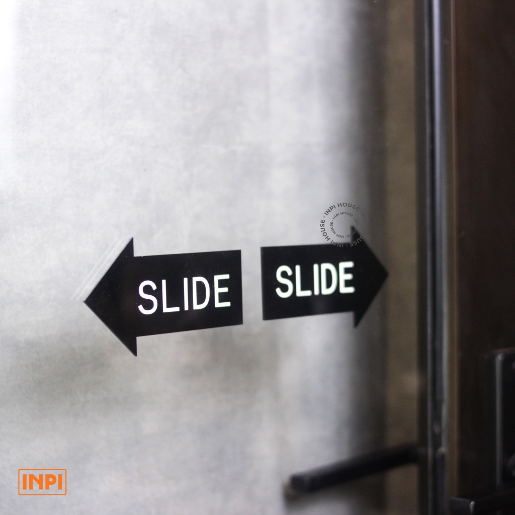 Signage Panah Slide Pintu Toko Geser Sliding Door - INPI House