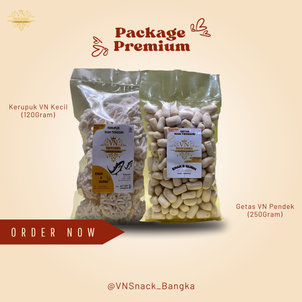 

Getas Kerupuk Super Ikan Tenggiri VNSnack Asli Bangka - Package Premium Mix 4