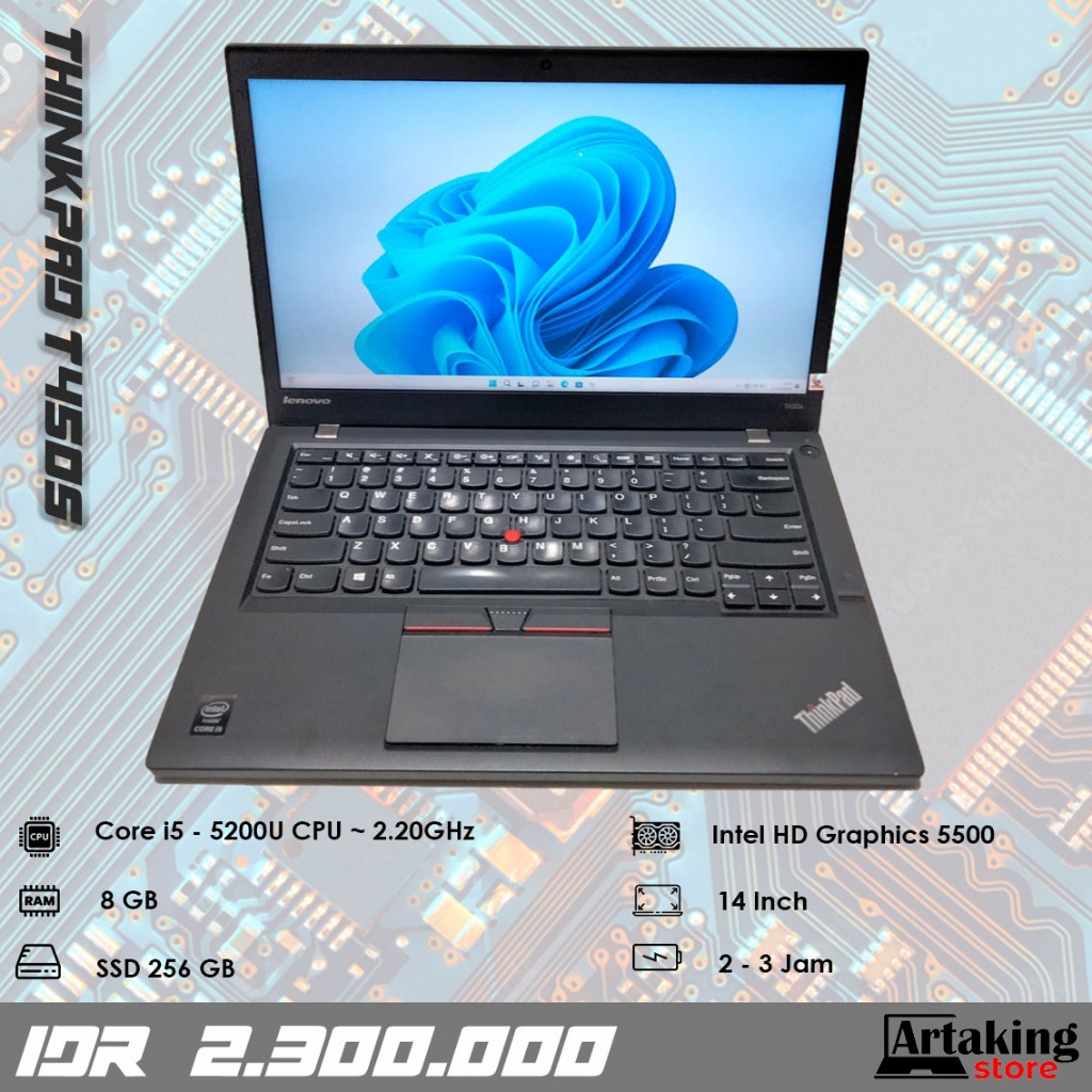 Lenovo Thinkpad T450s - Core i5 - Gen 5 th - SSD 256 GB