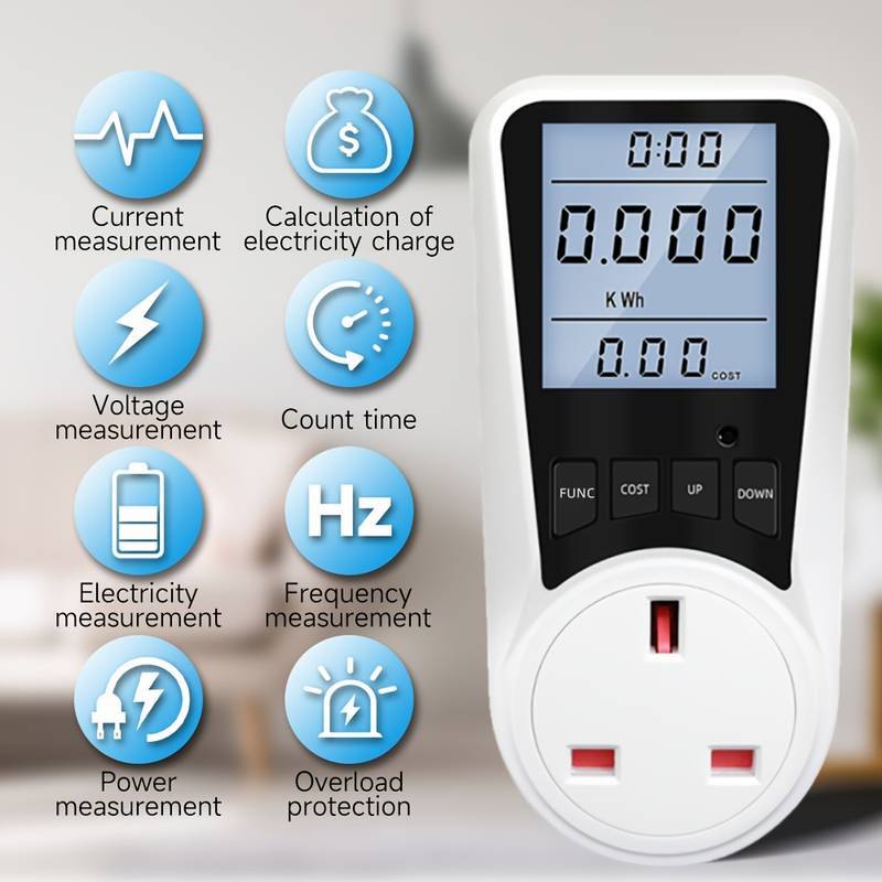 Watt Meter AC Colokan 3 Kaki 3 UK Plug AC (Air Conditioner) Dengan Backlight Power Meter Mengukur