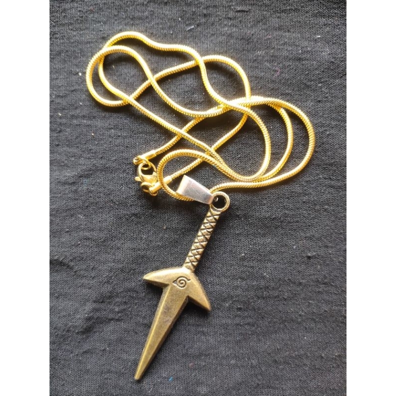 Kalung liontin kunai Naruto Titanium panjang kalung 50 cm