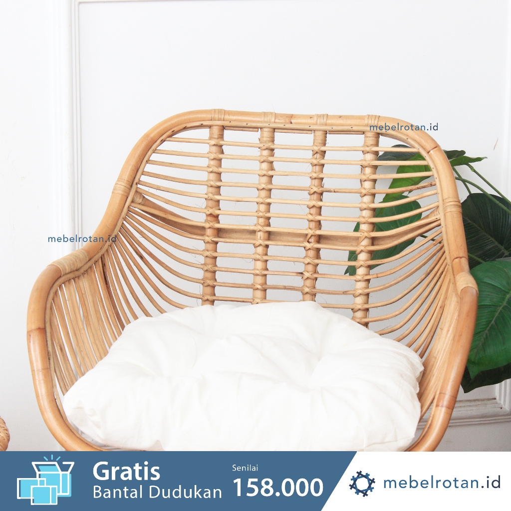 Kursi Teras Rotan Alami Arika l Satu Kursi Tamu Santai Minimalis
