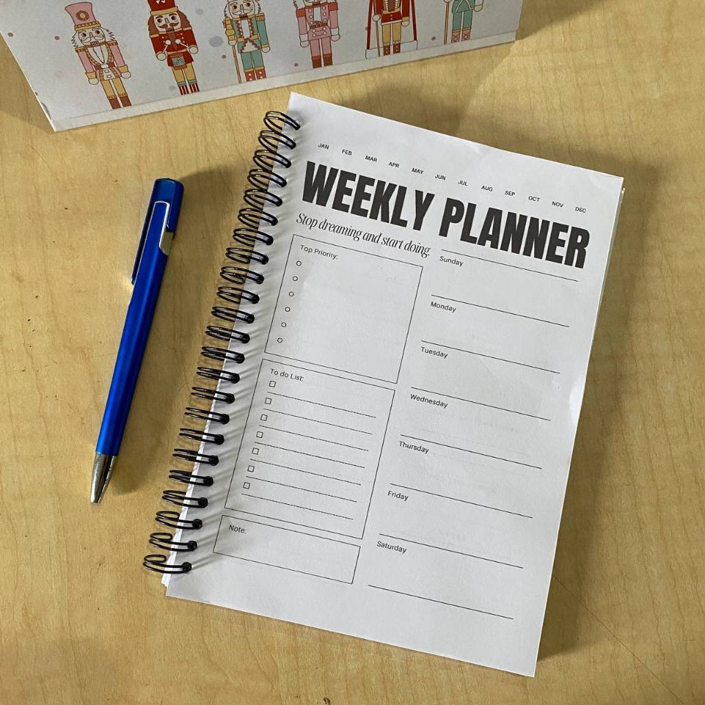 

Weekkly Planner Agenda Custom Cover / Buku Catatan Kegiatan Mingguan