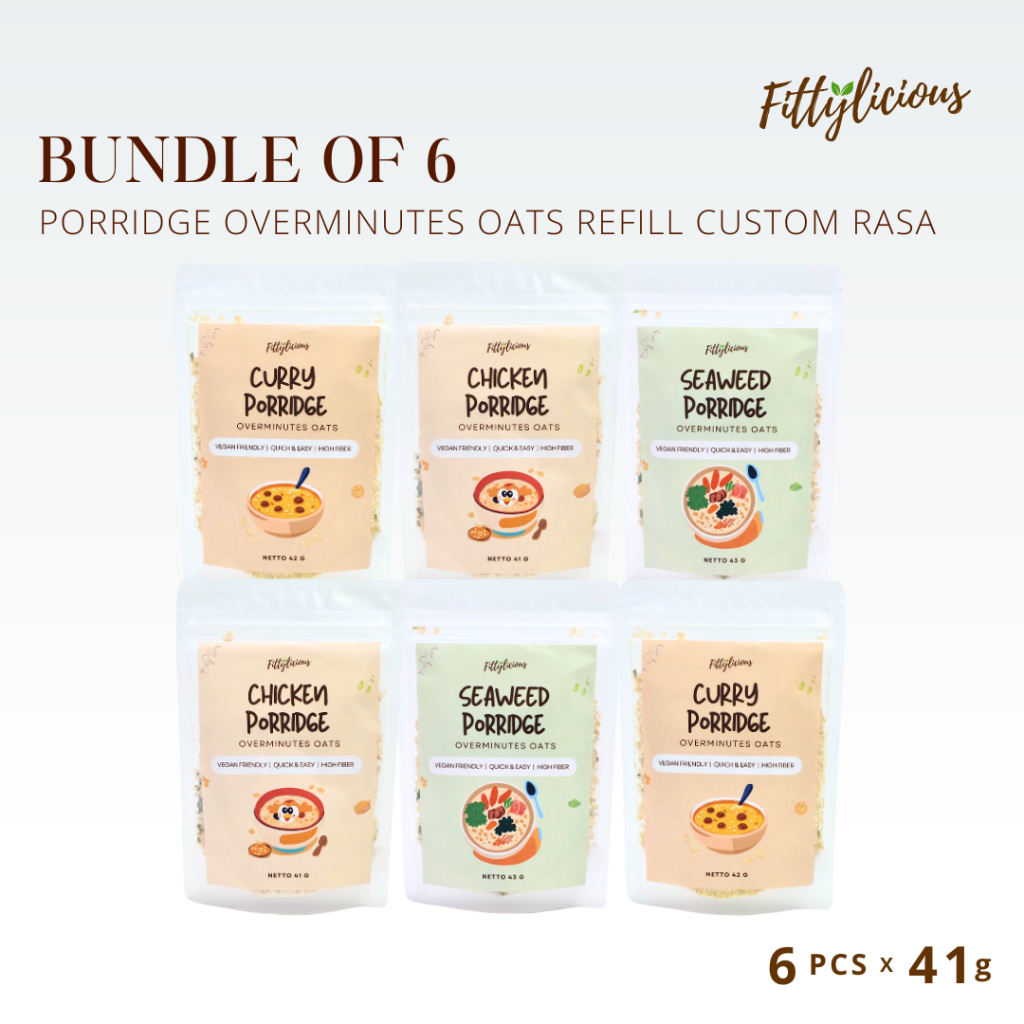 

RK60 Fittylicious Bundling 6 Porridge Overminutes Oats Savory Refill / Chicken / Curry / Seaweed /