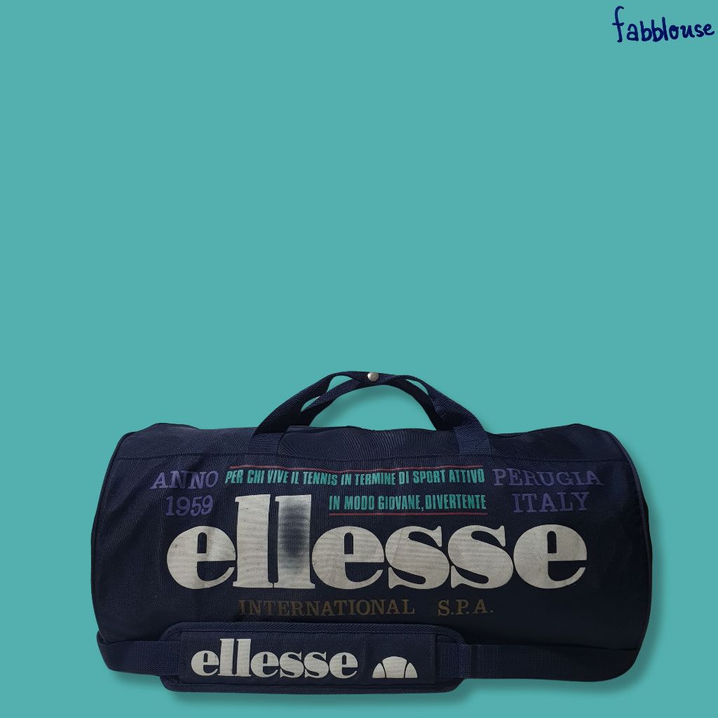Vintage 90s ELLESSE Barrel Bag Dark Navy