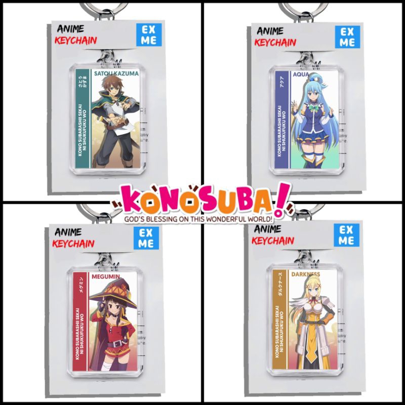 Gantungan Kunci Konosuba - Keychain Konosuba - Ganci Anime - Merchandise Megumin - Aqua - Darkness l