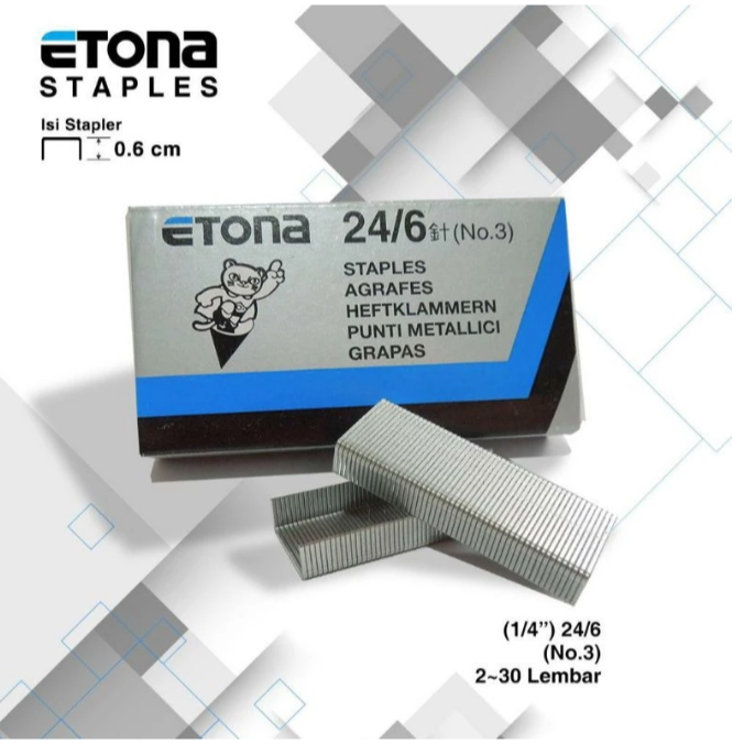 

Etona Isi Steples 24/6 No. 3 / Isi Steples Besar