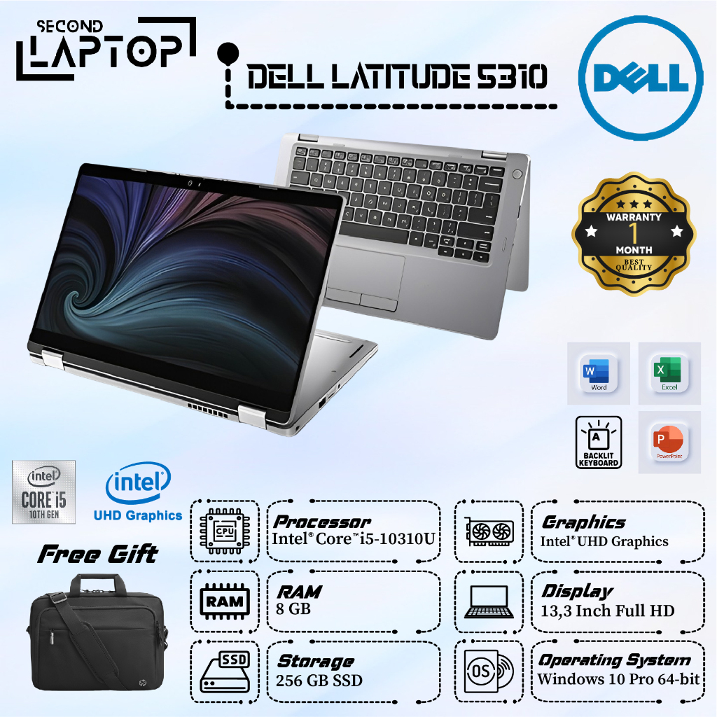 「SECOND LAPTOP」Laptop Dell Latitude 5310 2 in 1 Intel Core i5 - Gen 10 UHD
