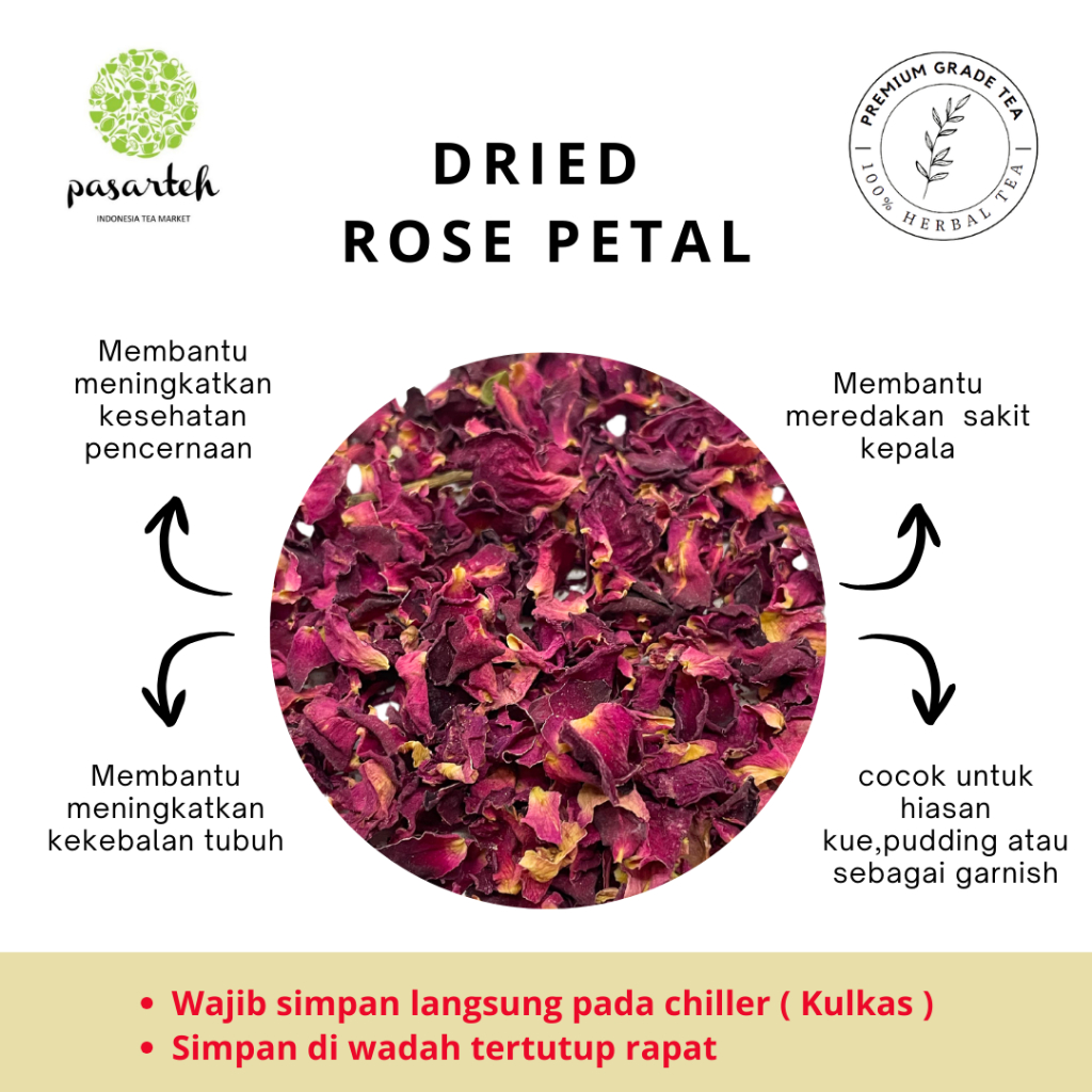 

[ pasarteh ] Dried Rose Petal | Bunga Mawar Kering | Teh Mawar | Teh Herbal - 1 kg