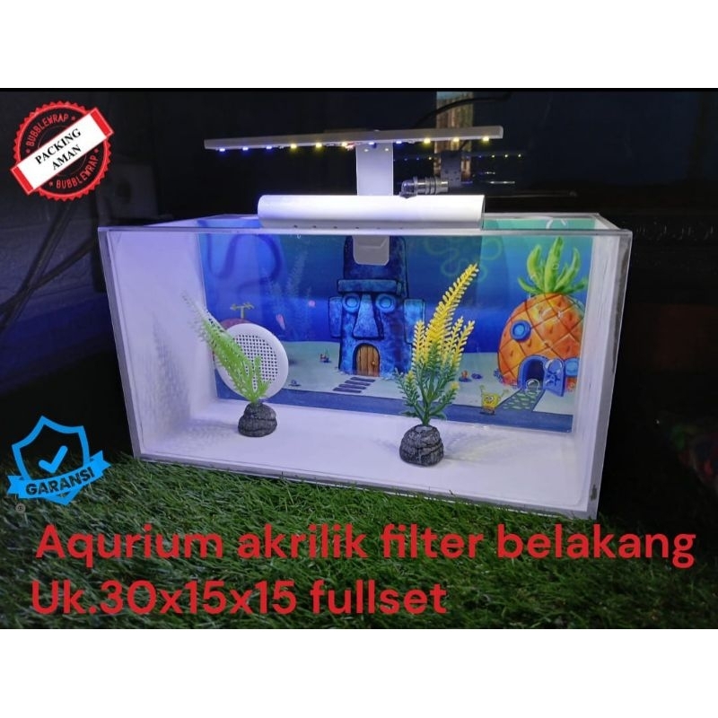 AQUARIUM AKRILIK pvc fullset/ aquarium akrilik filter belakang