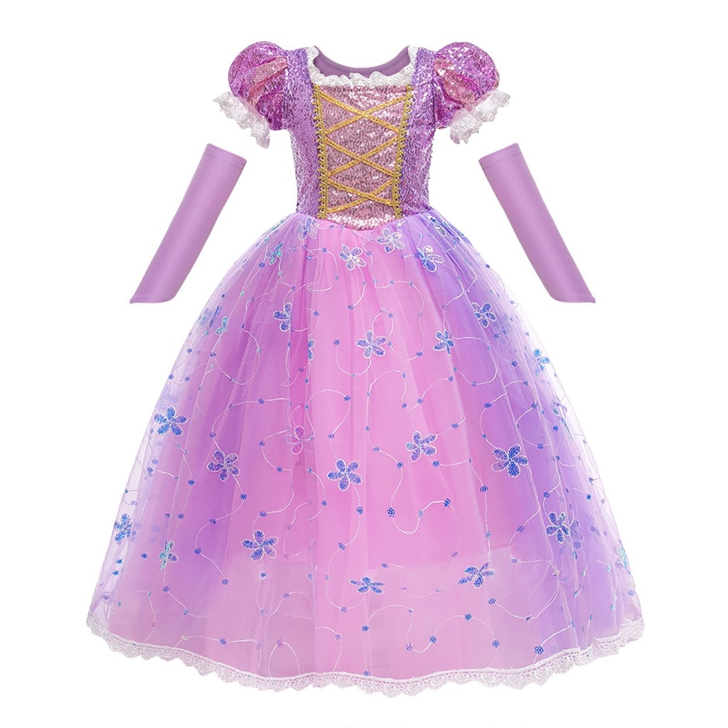 Dress kostum anak perempuan rapunzel lilac