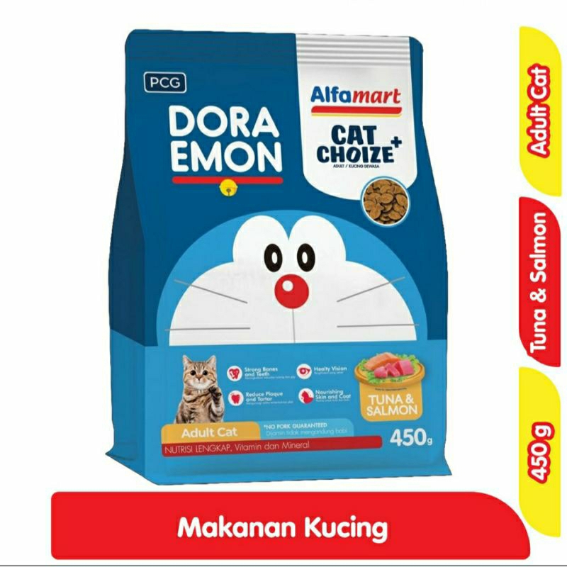 alfamart cat choize makanan kucing kering adult rasa tuna dan salmon 450 gr