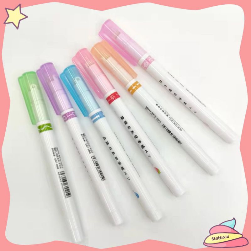 

Spidol Lenar Pen SH-7008-6 Roller Type Isi 6 Pena Garis Rol Warna Bermotif Pattern Color