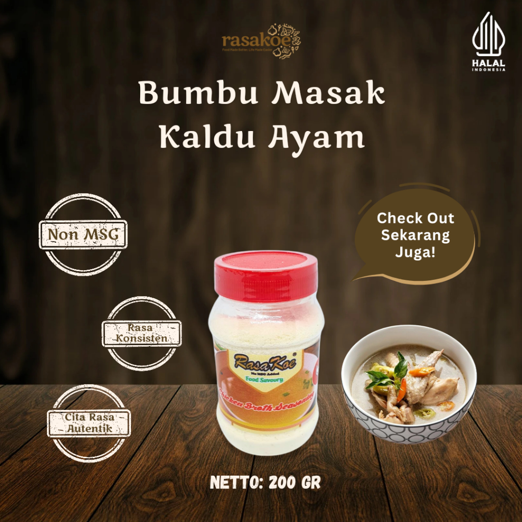 

Bumbu Masak Kaldu Ayam Rasakoe Asli Indonesia Rasa Autentik Kualitas Juara Ukuran 200 gram