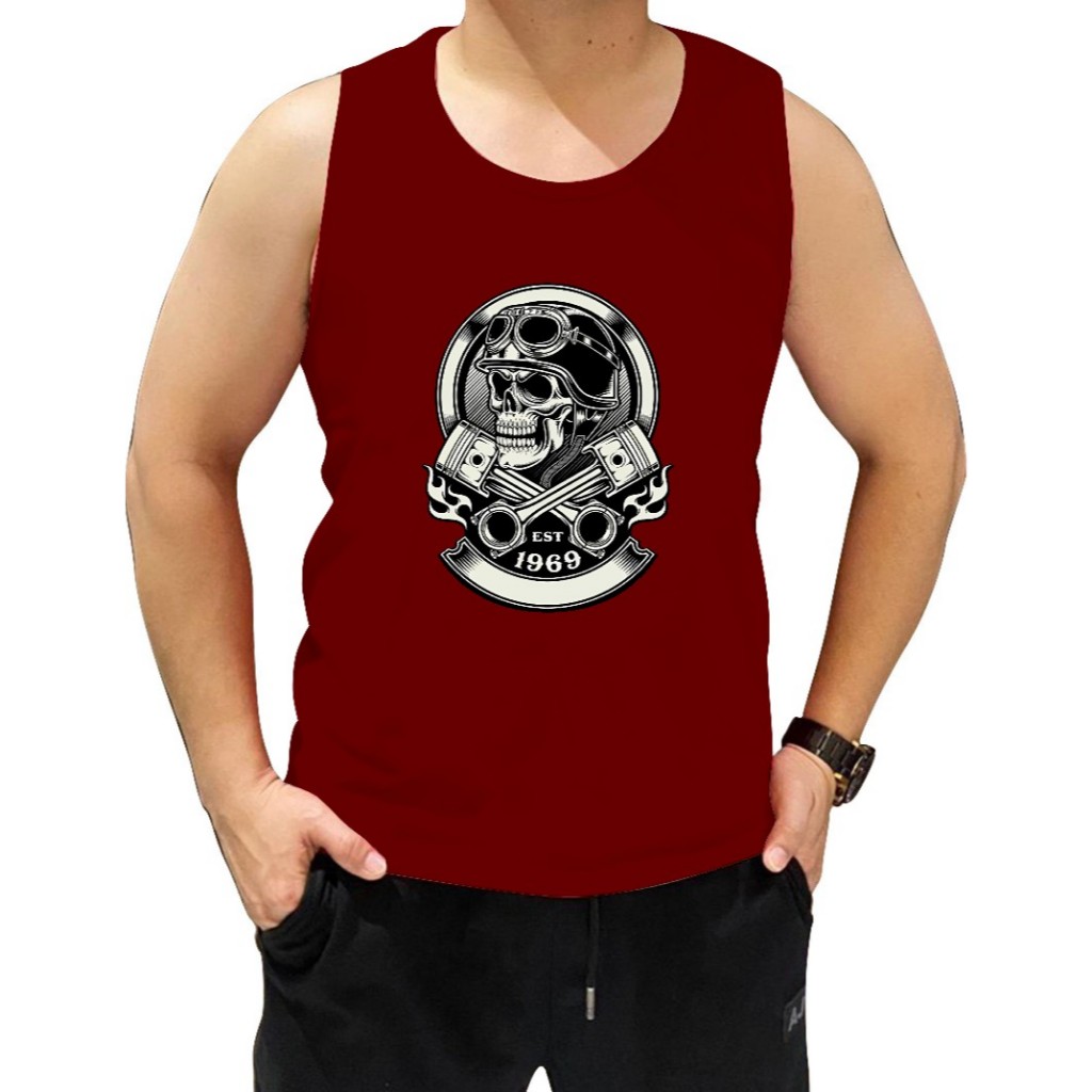 Singlet Distro Pria Keren / Kaos Distro Pria Singlet Keren sablon Skull / Baju Singlet Distro / Kaos