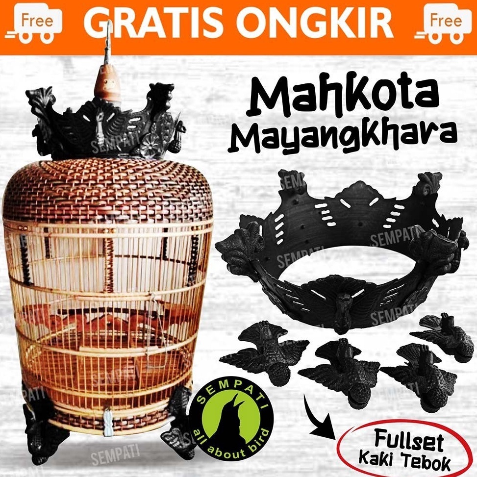 Best Model MAHKOTA SANGKAR PERKUTUT MAHKOTA KANDANG PERKUTUT FULL SET KAKI TEBOK BLACK KLASIK MAHKOT