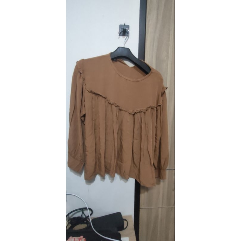 Atasan Wanita Coklat Muda Polos