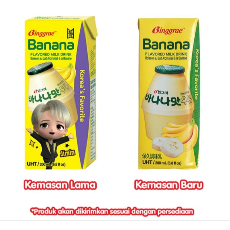 

Binggrae Susu UHT Banana 200 ml pisang KEMASAN TIDAK BISA REQUEST LAMA/BARU