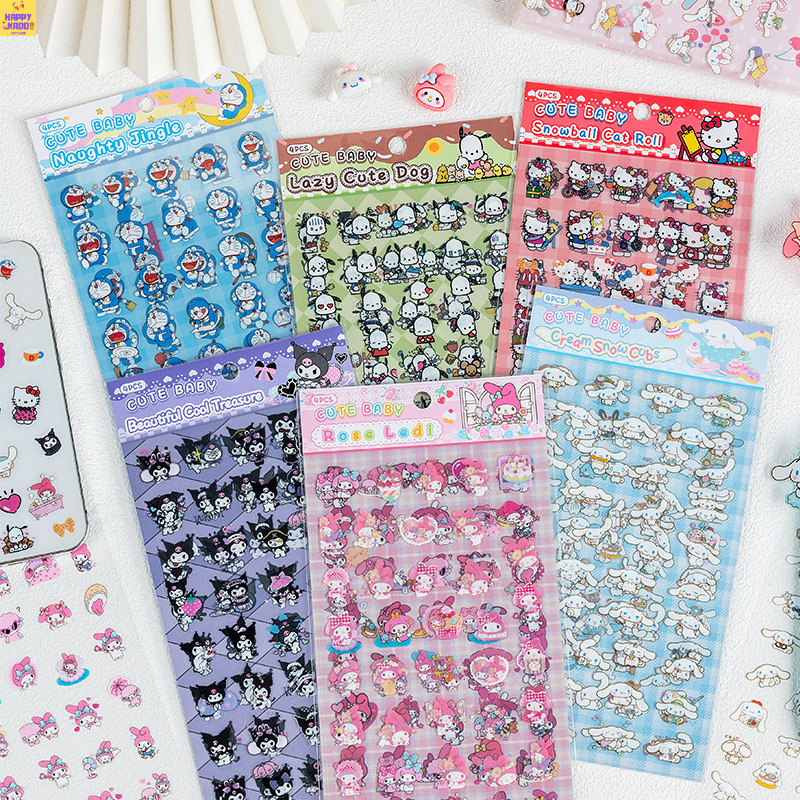 

All Cute Cartoon Characters Sticker Theme isi 4 lembar stiker cantik stiker dekorasi