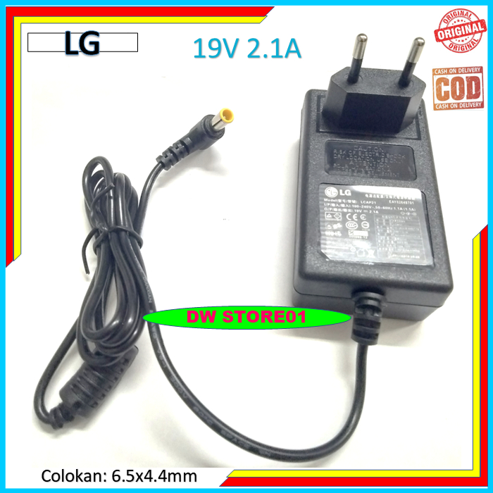 Adaptor charger monitor tv led lcd LG 19V 2.1A 6.5 x 4.4 mm/adaptor monitor LG 19V 2.1A