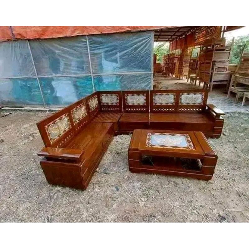 kursi tamu sudut ukir kayu jati furniture mebel