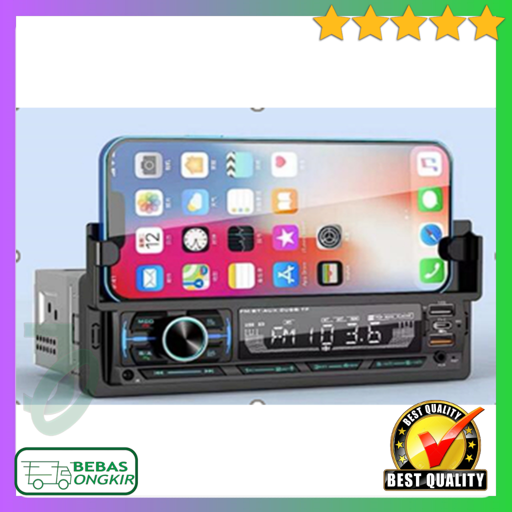 Tape Mobil Audio MP3 Player USB Bluetooth Socket ISO Dengan Phone Holder Occkic HL82