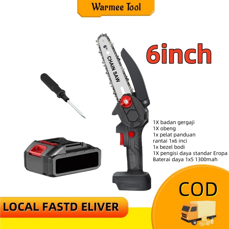 Mesin Chainsaw 6 Inch Cordless Chainsaw mini gergaji mesin taman Lithium Charger Chain Saw