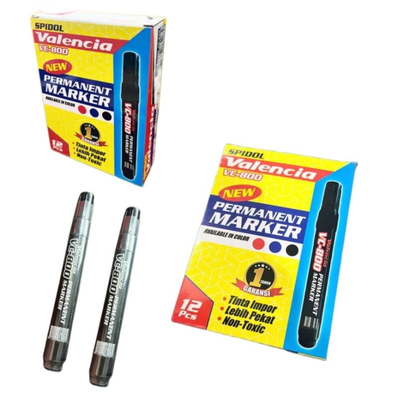 

12 Pcs Spidol Valencia Permanent /Spidol Murah/Spidol Warna Permanent/Spidol Permanen