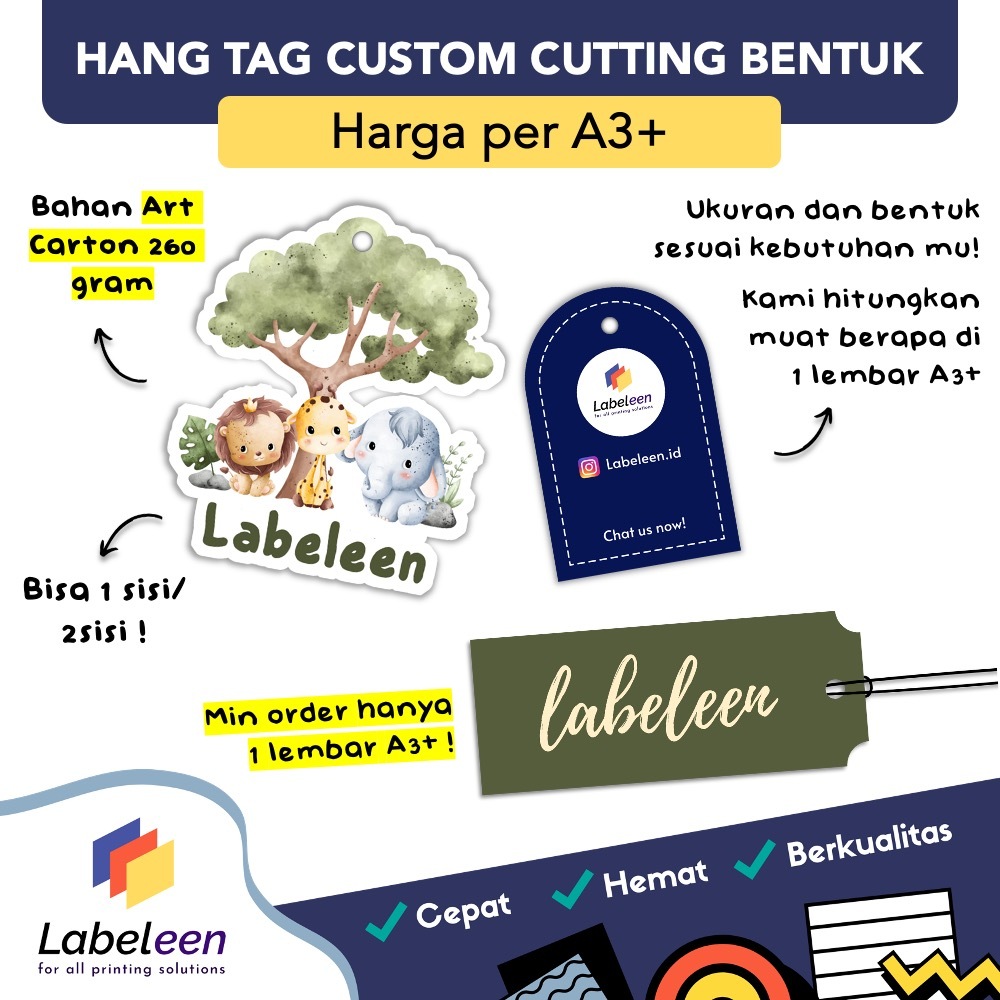 

Cetak Hang Tag Custom Cutting Bentuk - Label Hang Tag Baju Murah