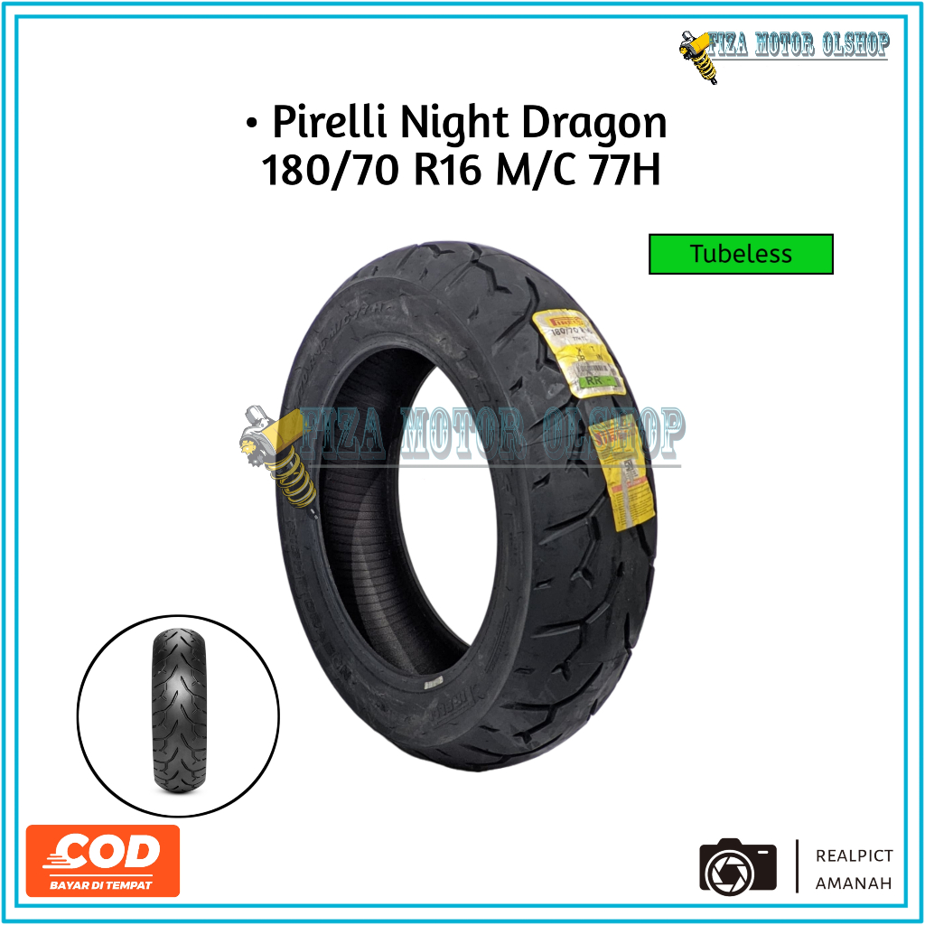 Ban Tubeless Pirelli Night Dragon Ukuran 180/70-16 Ring 16 Merk Pirelli Original Kondisi Baru New Ol