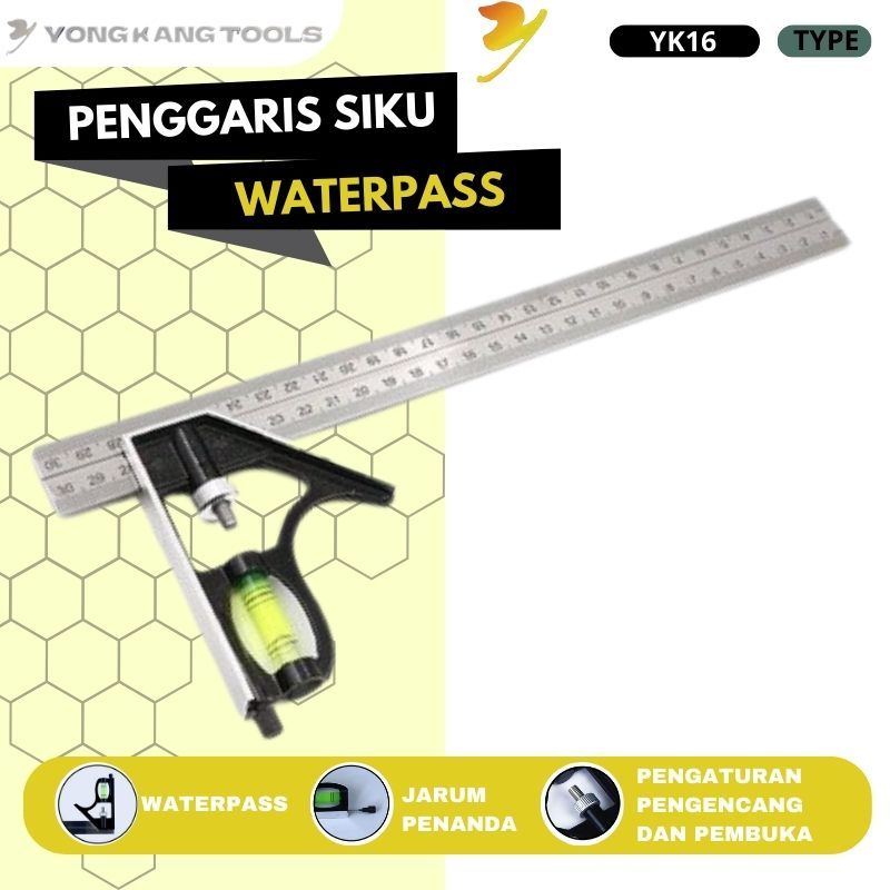 

Penggaris Tukang Siku Mistar Multifungsi ada Waterpass