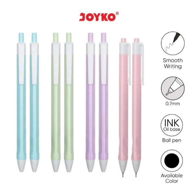 

( 1 LUSIN / 12 PCS ) BOLPEN JOYKO BP-342 / Pulpen Bolpoin Cetek Joyko Vokus PTL Pastel BP-342