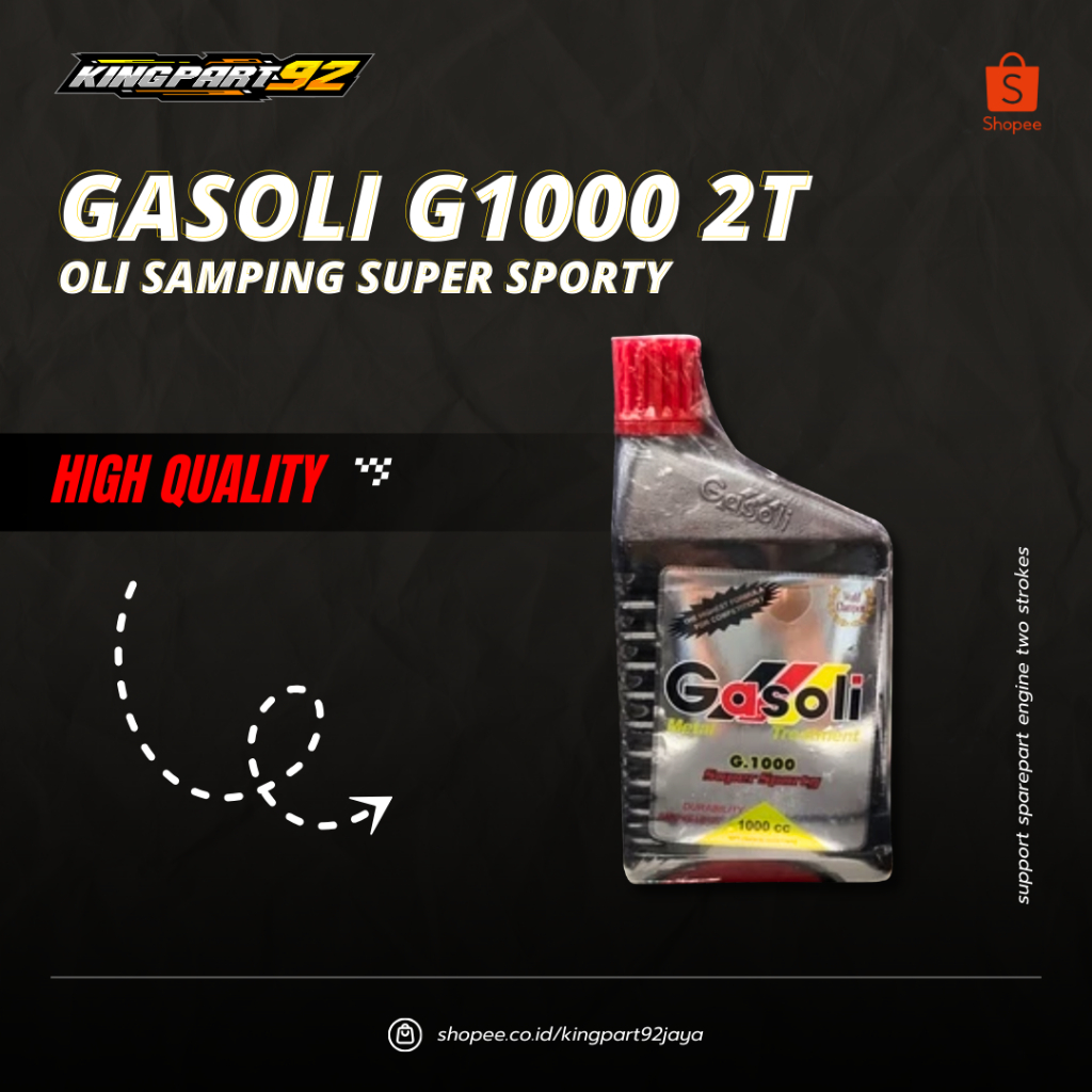 Gasoli Super Sporty G1000 Smokeless 2T, Oli Samping Motor 1 Liter Dijamin AsliOLI SAMPING GASOLI G 1
