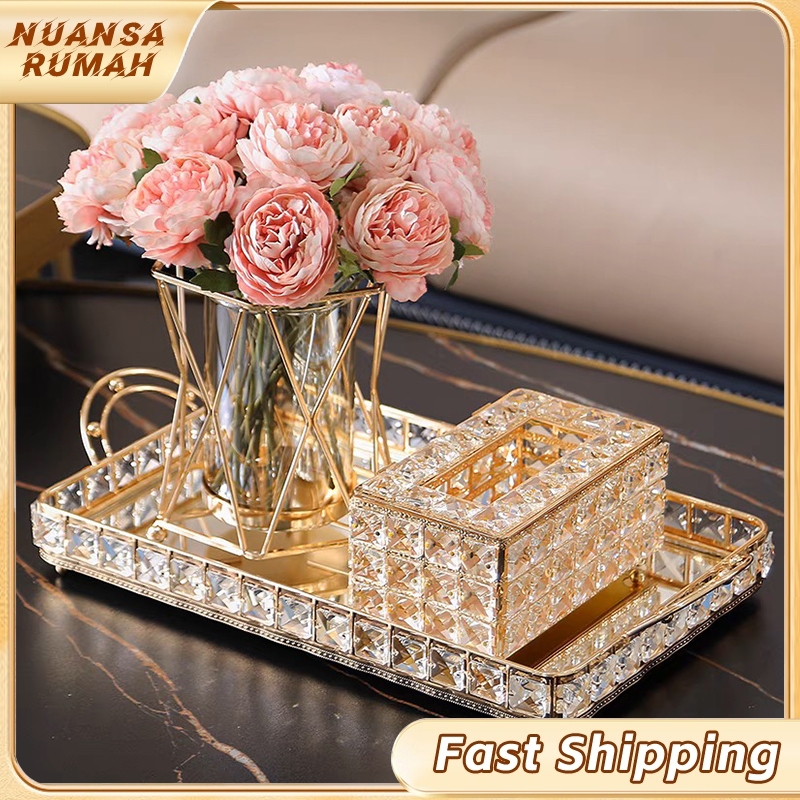 Vas Kaca Aesthetic Vas Gold Vas Bunga Kaca Hidroponik Kreatif Palsu Rangkaian Bunga Kering Cahaya Or