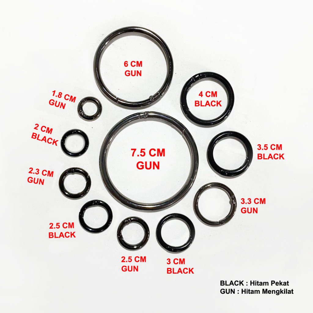 Carabiner Bulat Warna Hitam