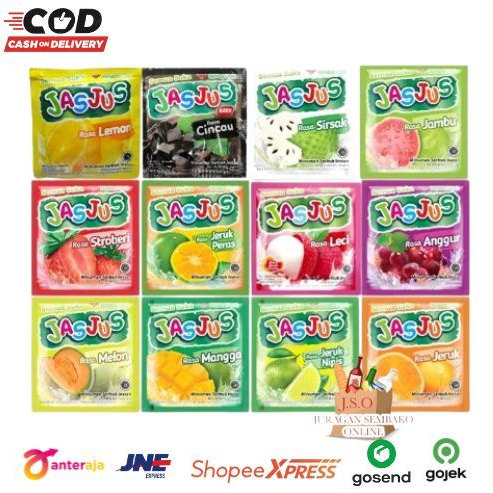 

[ JSO ] Jasjus Jas Jus Minuman Serbuk Instan Renceng isi 10 x 8gr Jeruk Jeruk Nipis Jeruk Peras Strawberry Jambu Sirsak Mangga Cincau Anggur All Varian Rasa